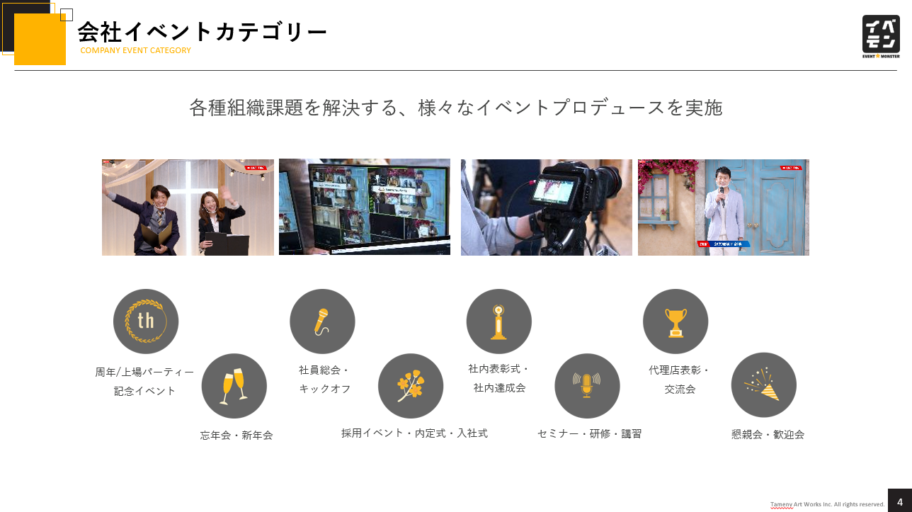 サービス資料 ダウンロード 社内イベントプロデュースサービス イベモン 概要資料 タメニーアートワークス株式会社 Hrプロ