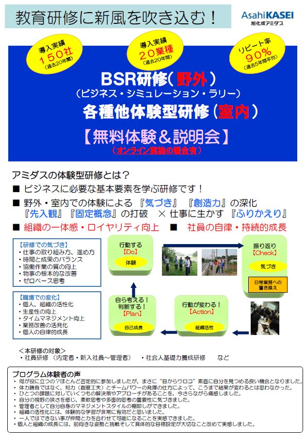 東京開催 研修に新風を リピート率90 超bsr ビジネス シュミレーション ラリー 研修無料体験会 旭化成アミダス株式会社 Hrプロ